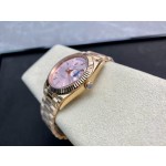 Sunday calendar series men's watch, pink dial, rose gold bezel, 40mm, rose gold President-style bracelet.